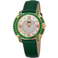 Burgi Women's Emerald Halo 37mm Japanese Quartz in Silver