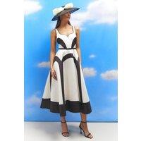 Lisa Tan Colour Block Full Skirt Midi Dress