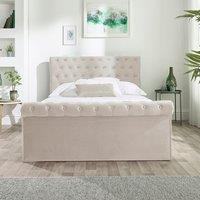Aspire Chesterfield Ottoman Bed Oatmeal in Beige | Size: Single