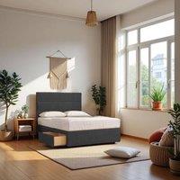 Knight Sleep York Plush Velvet Divan Storage Bed with 4 Drawers & Headboard in Grey | Size: Super King