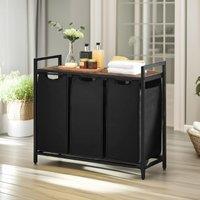 Pirlo Plush Industrial 3 Compartment Laundry Basket With Removeable Bags in Brown