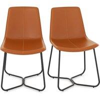 Gymax Set of 2 Upholstered Dining Chair Faux Leather Kitchen Side Chair in Brown | Size: 2 Pack