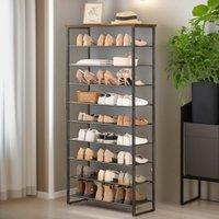 Storvo 10 Tier Tall Hallway Shoe Rack in Brown