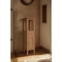 FWStyle Ready Assembled Ash Wood Tall Cabinet Cupboard 1 Door 1 Drawer in Brown