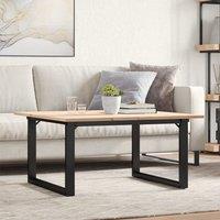 Berkfield Home Coffee Table O-Frame 80x80x45 cm Solid Wood Pine & Steel in Brown | Size: 80 x 80 x 45 cm