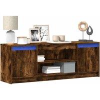 Berkfield Home TV Cabinet with LED Smoked Oak 139.5x34x50 cm Engineered Wood in Brown