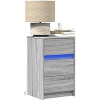 Berkfield Home Bedside Cabinet with LED Lights Grey Sonoma Engineered Wood