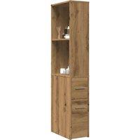 Narrow Bathroom Cupboard with Wheels Artisian Oak Engineered Wood