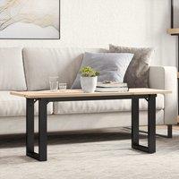 Berkfield Home Coffee Table O-Frame 110x40x45 cm Solid Wood Pine & Steel in Brown | Size: 110 x 40 x 45 cm