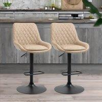 Rafaelo Mobilia Set Of 2 Adjustable Height Retro Light Khaki Bar Stools