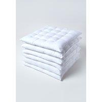 Homescapes 6 Pack Seat Pads Luxury 100% Cotton Indoor Outdoor Garden Cushion, 40cm in White | Size: 40 cm x 40 cm