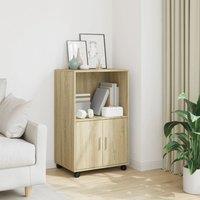Berkfield Home Rolling Cabinet Sonoma Oak 55x40x91 cm Engineered Wood in Brown | Size: 55 x 40 x 91 cm