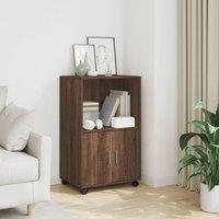 Berkfield Home Rolling Cabinet Brown Oak 55x40x91 cm Engineered Wood | Size: 55 x 40 x 91 cm