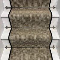 RainbowHome Herringbone Java Beige Stair Runner with 100% Wool Edge | Size: 55 cm x 600 cm