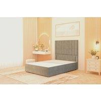 Somnior Alexas Divan Bed Base with 54 Floor Standing Headboard Plush Velvet in Silver | Size: Super King