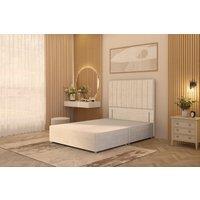 Somnior Alexas Divan Bed Base with 54 Floor Standing Headboard Plush Velvet in Ivory | Size: Super King