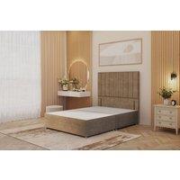 Somnior Alexas Divan Bed Base with 54 Floor Standing Headboard Plush Velvet in Beige | Size: King