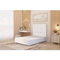 Somnior Alexas Divan Bed Base with 54 Floor Standing Headboard Plush Velvet in White | Size: Super King