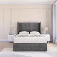 Falcon Plush Wingback Bed Set ,No Drawers & 54" Floor Standing Headboard