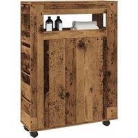 Berkfield Home Narrow Bathroom Cabinet with Wheels Old Wood Engineered Wood in Brown