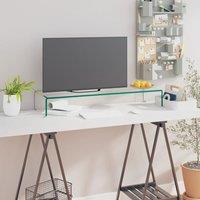 Berkfield Home TV Stand/Monitor Riser Glass Clear 90x30x13 cm | Size: 90 x 30 x 13 cm