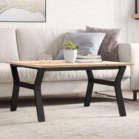 Berkfield Home Coffee Table Y-Frame 80x80x45 cm Solid Wood Pine & Steel in Brown | Size: 80 x 80 x 45 cm