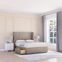 Devonshire Plush Wingback Bed Set ,2 Drawers & 54" Floor Standing Headboard