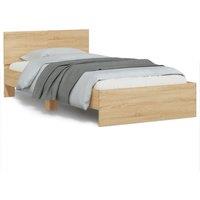 Bed Frame without Mattress with Headboard Sonoma Oak 100x200 cm