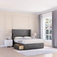 Devonshire Plush Wingback Bed Set ,2 Drawers & 54" Floor Standing Headboard