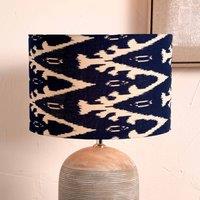 Ruma Navy Blue Ikat Patterned Cylinder Lampshade for Table Lamps | Size: 16 inches