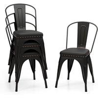 Costway Metal Dining Chair Set of 4 Indoor Stackable Kitchen Chairs in Black
