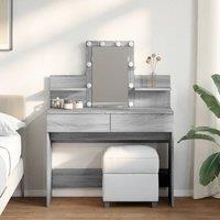 Berkfield Home Dressing Table with LED Grey Sonoma 100x40x130 cm | Size: 100 x 40 x 130 cm