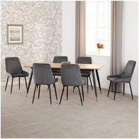 Seconique Hamilton Large Dining Set with Avery Chairs in Grey