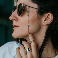 The Colourful Aura 70 cm Evil Eye Cross Greek Protection Summer Turkish Reading Eyeglass Lanyard in Silver