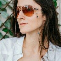 The Colourful Aura 70 cm Evil Eye Cross Greek Protection Summer Turkish Reading Eyeglass Lanyard in Gold