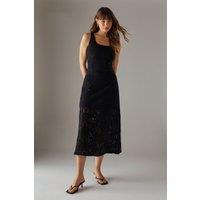 Crochet Lace Scoop Neck Midi Dress