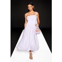 RUNWAY 1.8.1.8 Women's Tie Strap Pleat Detail Midi Dress in Lilac | Size: 14