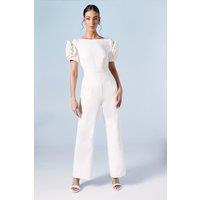 3D Flower Shoulder Bridal Jumpsuit