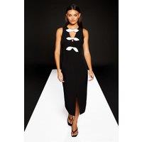 RUNWAY 1.8.1.8 Women's Bow Detail Midi Dress With Cut Out in Mono | Size: 10