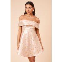 DP Luxe Jacquard Fold Over Bardot Mini Dress