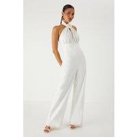 Halterneck Corsage Wide Leg Corset Jumpsuit