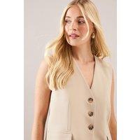 Wallis Women's Petite Three Button Waistcoat in Taupe | Size: 18