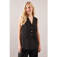 Wallis Women's Petite Three Button Waistcoat in Black | Size: 12