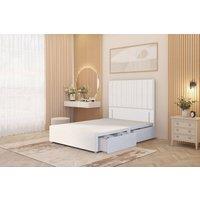 Somnior Alexas Divan Divan Bed 4 Drawers with 54 Floor Headboard Plush Velvet in White | Size: Super King