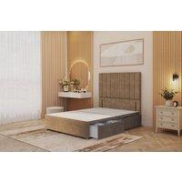 Somnior Alexas Divan Divan Bed 4 Drawers with 54 Floor Headboard Plush Velvet in Beige | Size: Super King