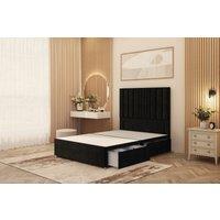 Somnior Alexas Divan Divan Bed 4 Drawers with 54 Floor Headboard Plush Velvet in Black | Size: Super King