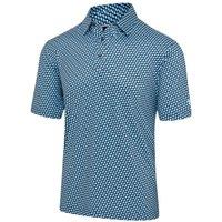 Island Green Men's Abstract Print UV Protection Golf Polo Shirt in Navy | Size: 2XL