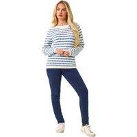 Roman Women's Petite Stripe Metallic Knit Jumper in Ivory | Size: 18