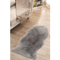 60Cm x 90Cm Truman Handmade Shag Cowhide Grey Rug
