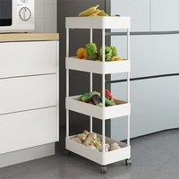Living and Home 4 Tiers Shelf Trolley Cart Storage Rack for Kitchen Bathroom in White
